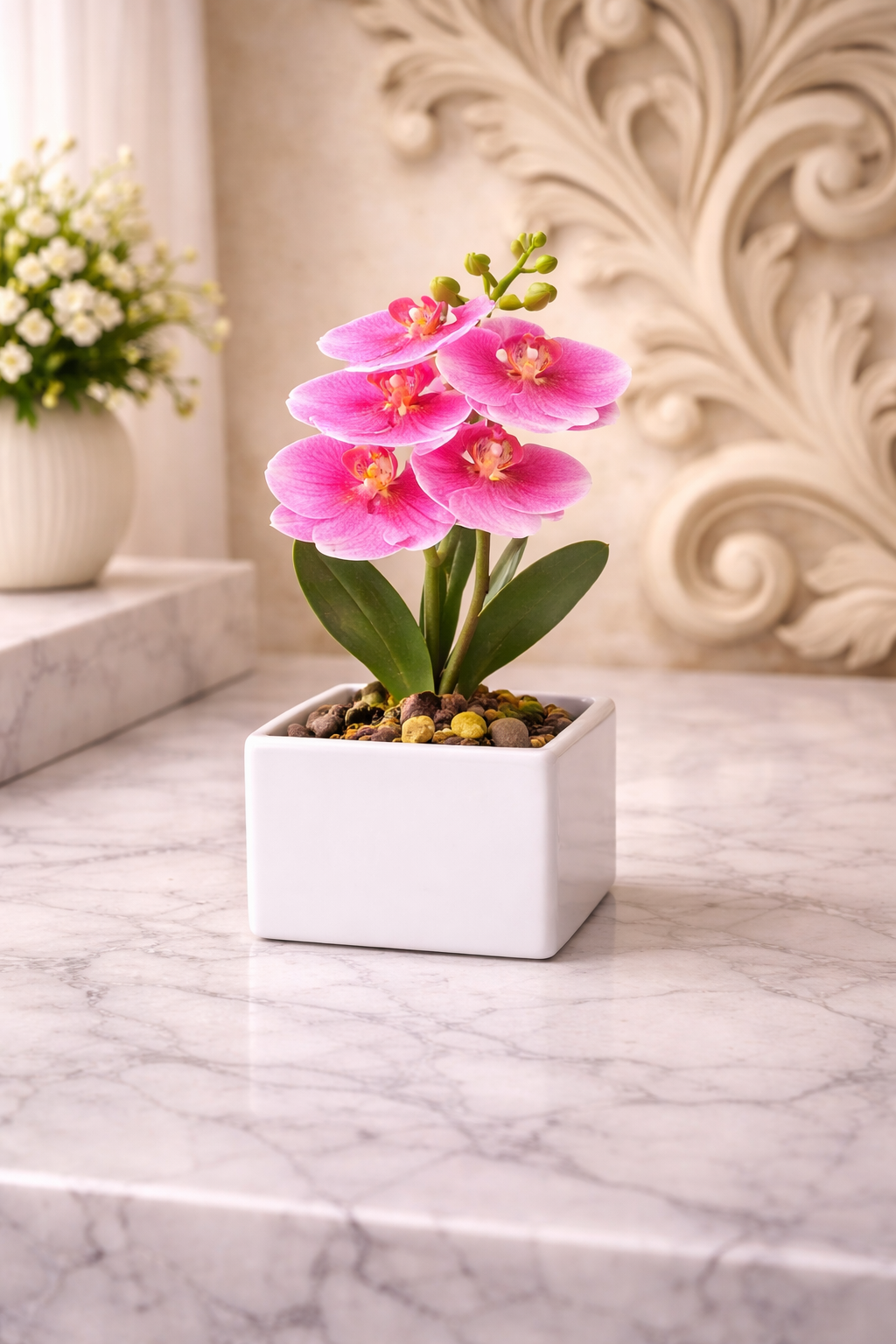 MINI ORQUÍDEA ARTIFICIAL CON MACETA