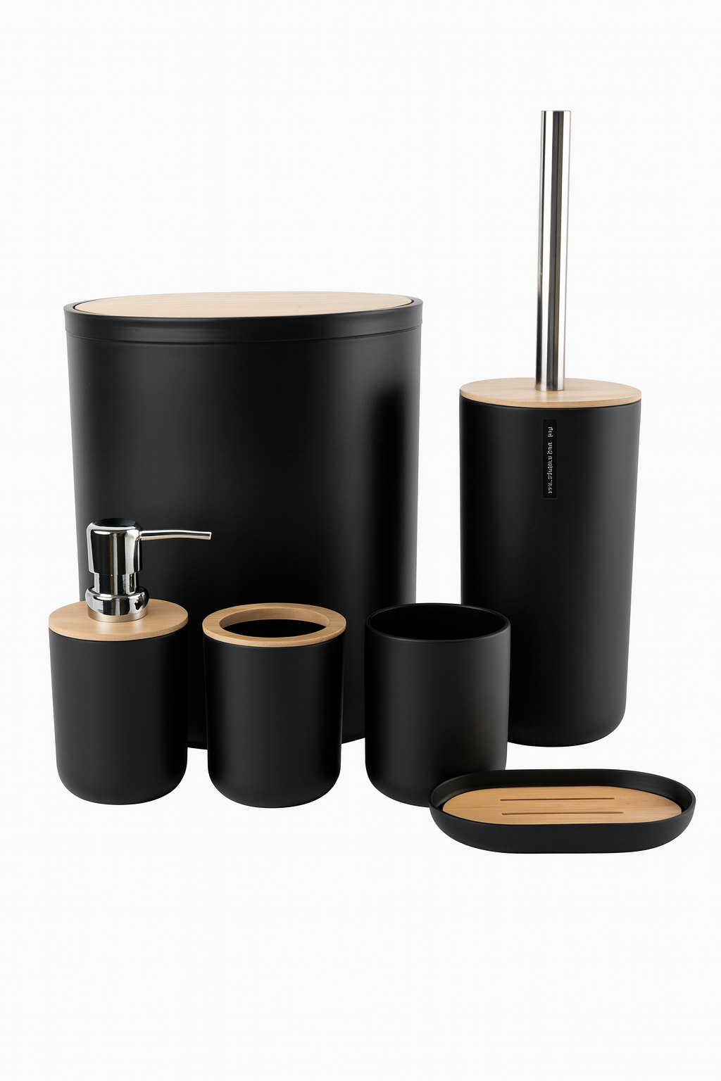 Set completo para bañi con tapa de bambu