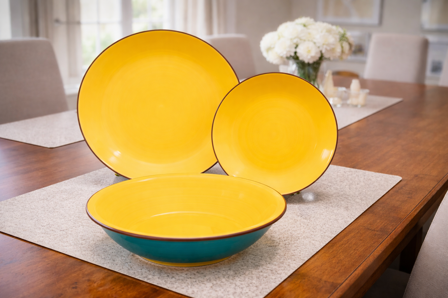 Set de plato y bowl de ceramica variedad