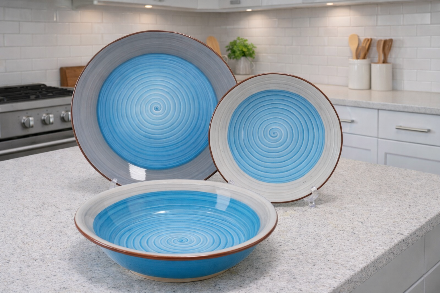 Set de plato y bowl de ceramica variedad