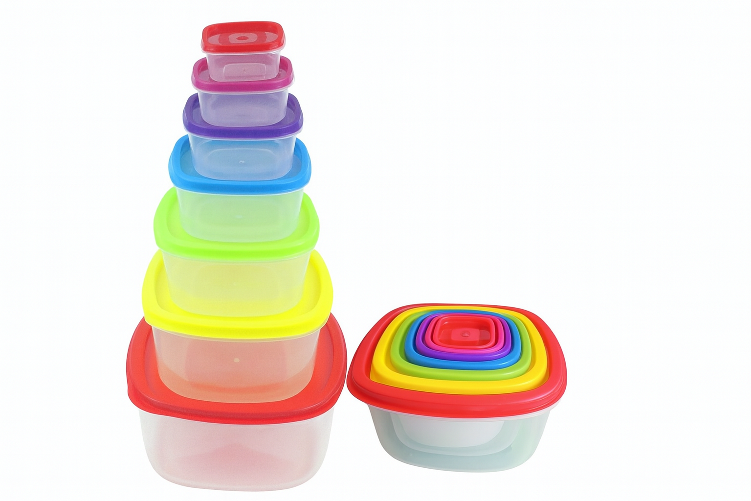 Set de 7 táperes plásticos para conservar alimentos | Diferentes tamaños