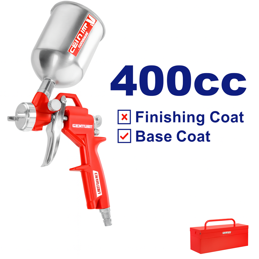 PistoPistola de pintura EMTOP 400cc con boquilla 1.5 mm y conectores universales