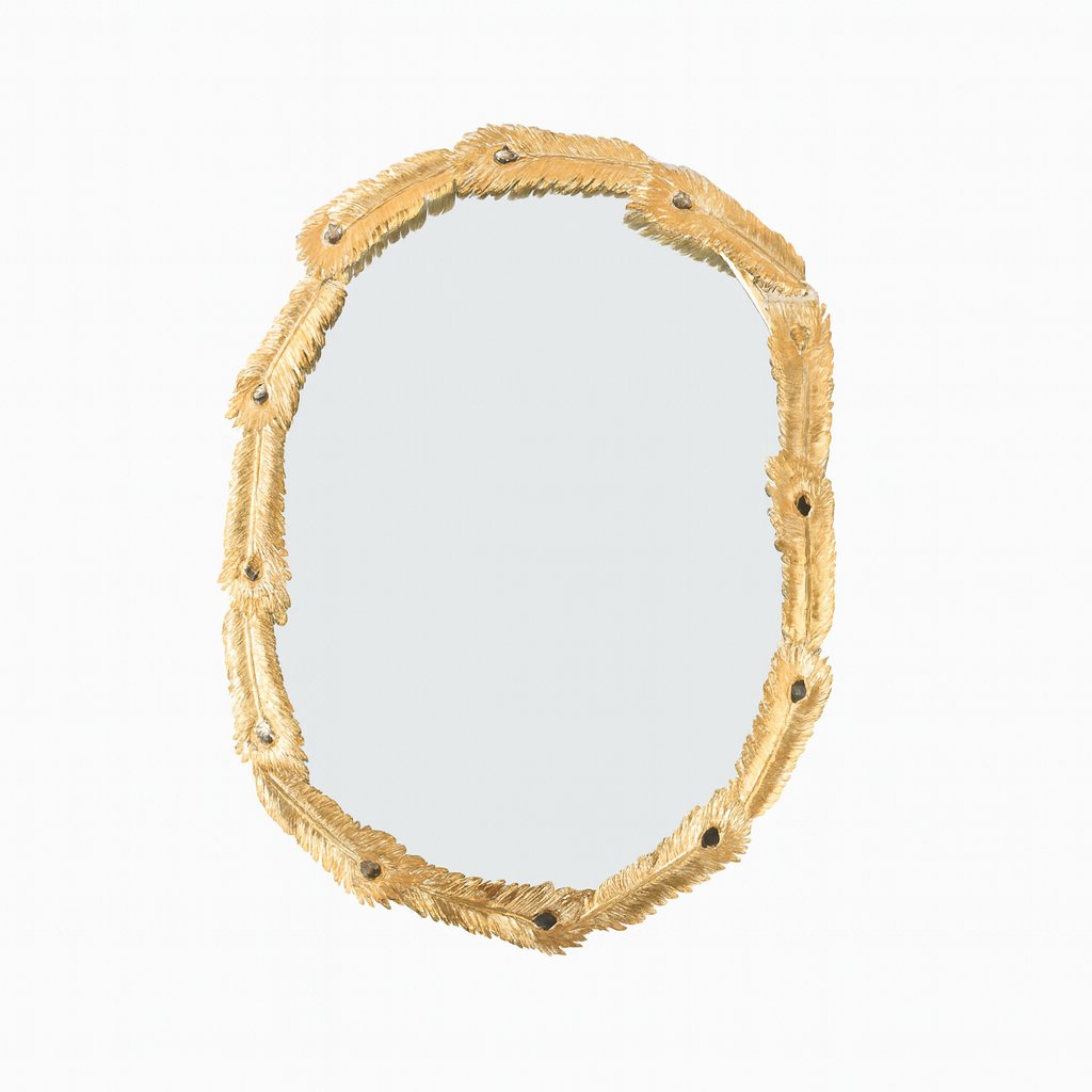 Espejo Decorativo Ovalado Dorado con Marco Texturizado