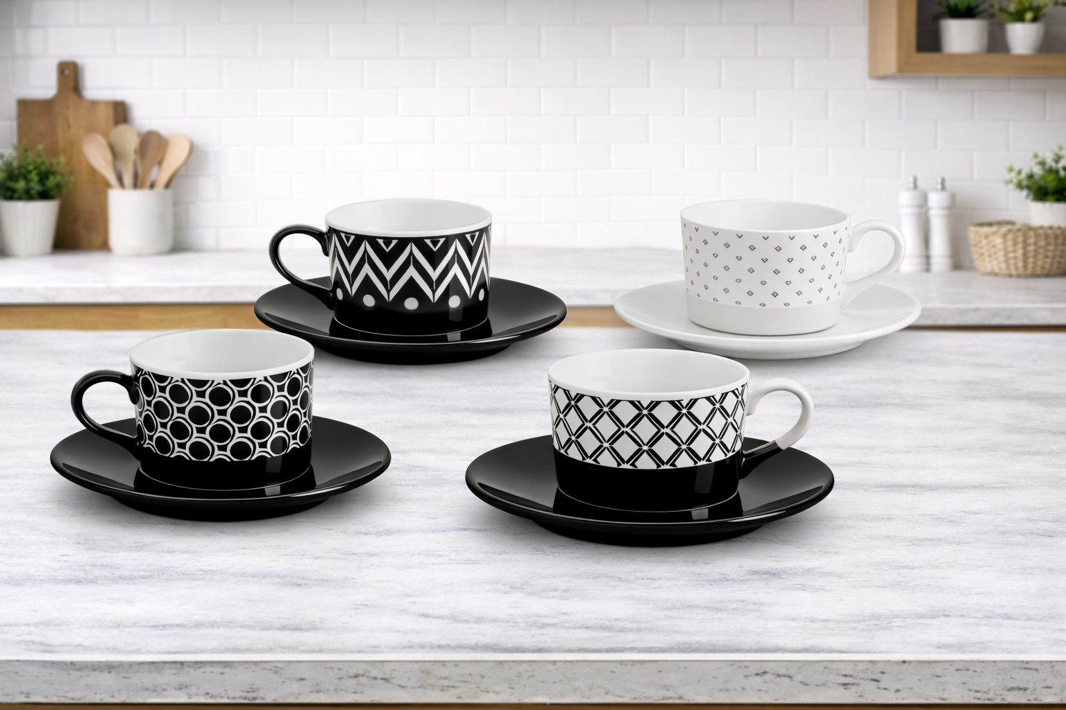 Set de Tazas de Cerámica (Classic Comfort – 4 Piezas)
