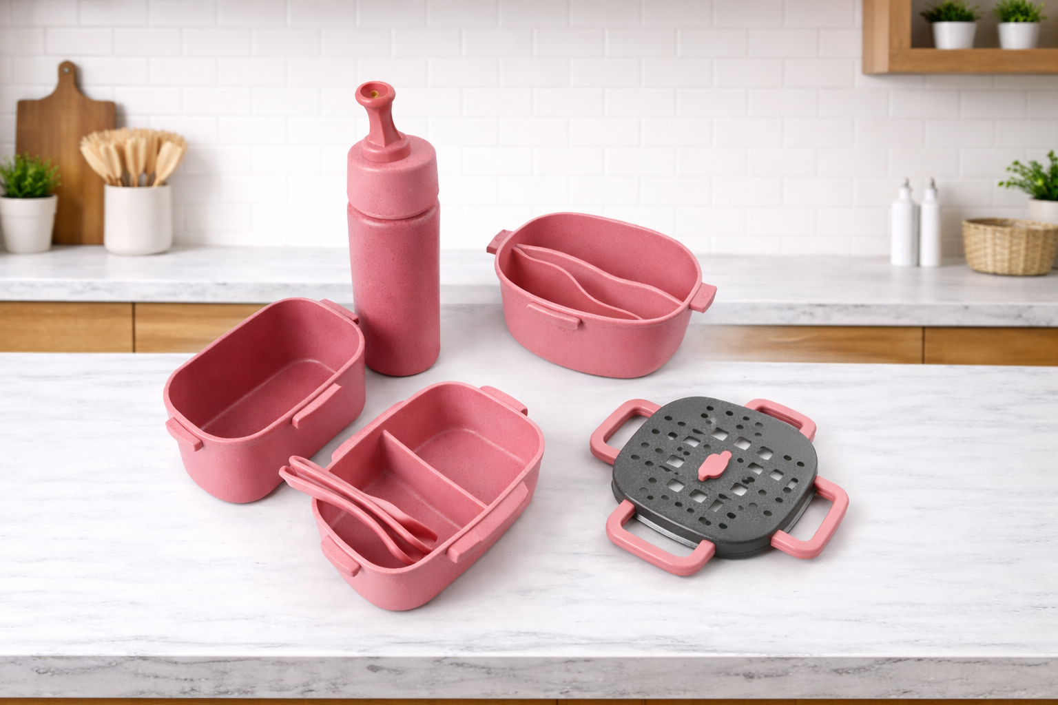 Tartera doble rectangular + vaso