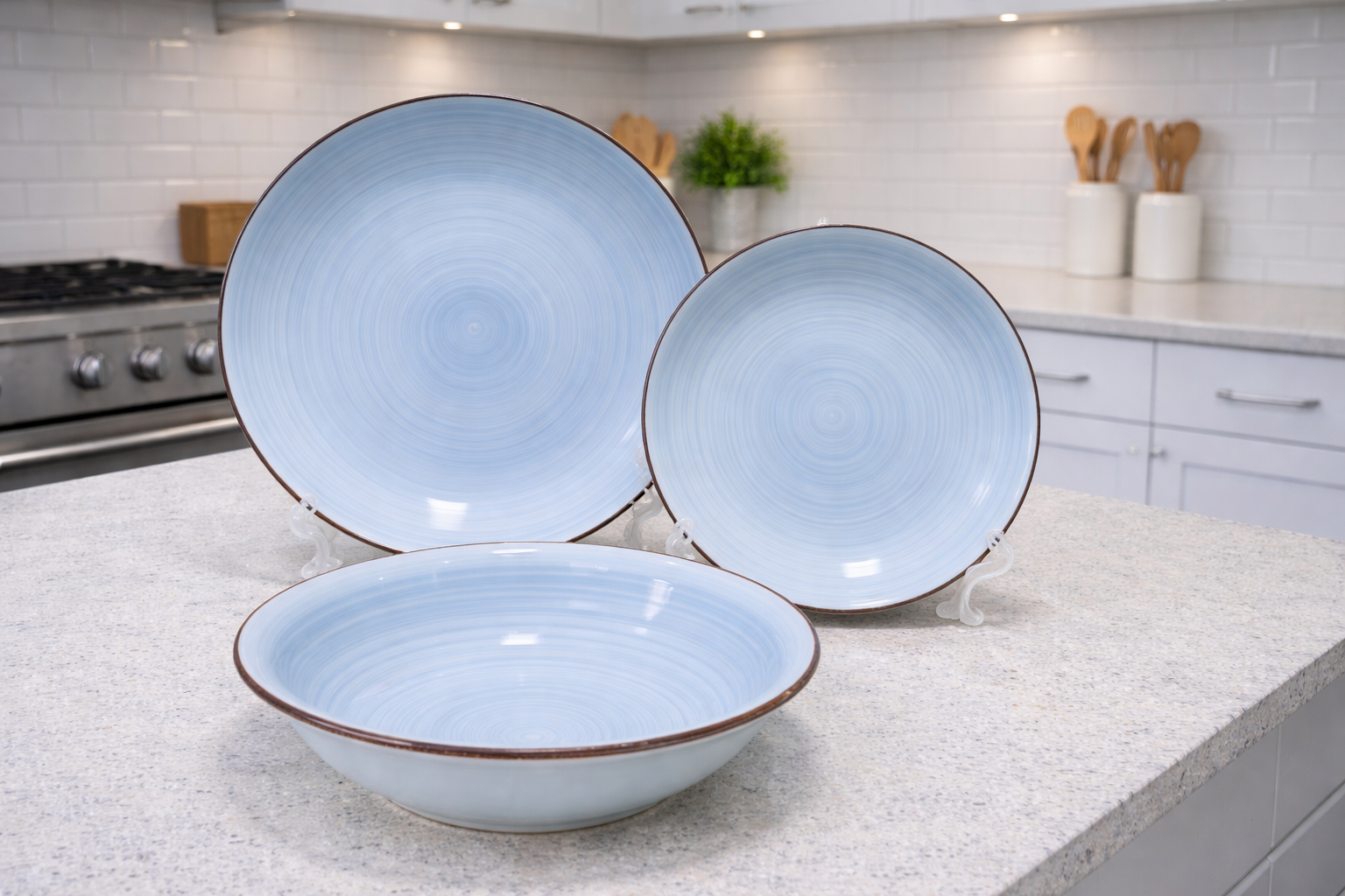 Set de plato y bowl de ceramica variedad
