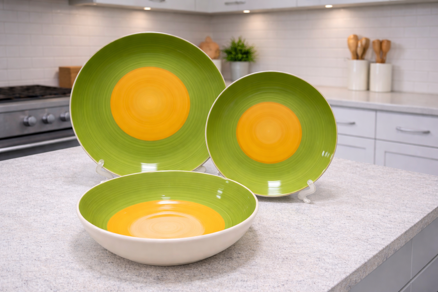 Set de plato y bowl de ceramica variedad