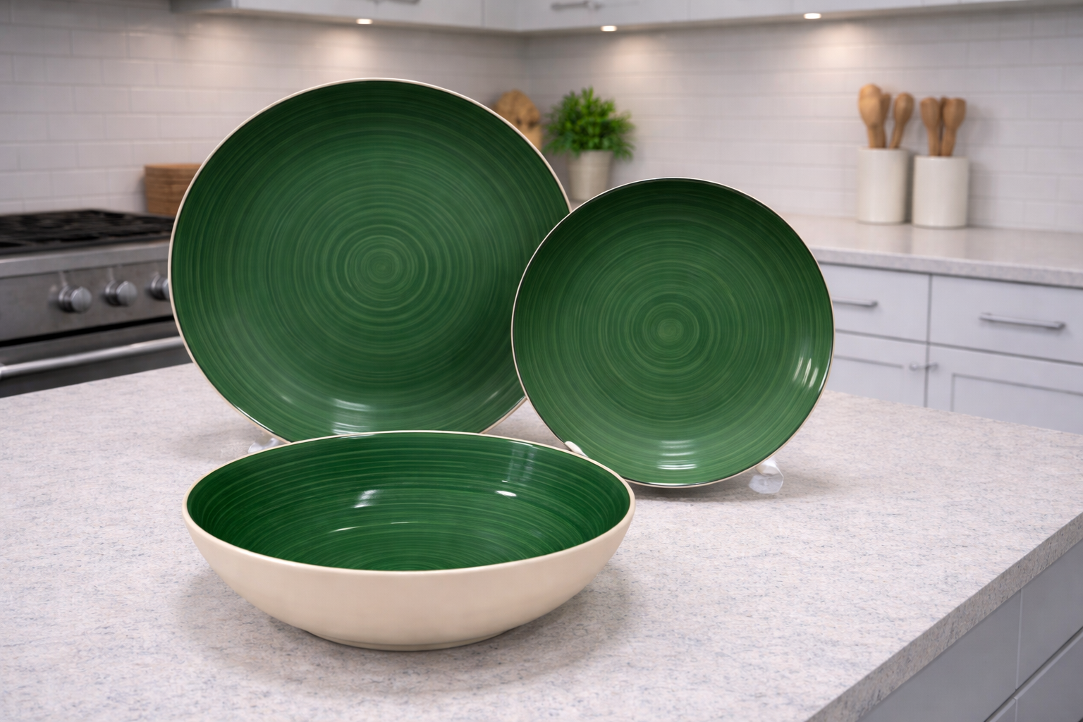 Set de plato y bowl de ceramica variedad