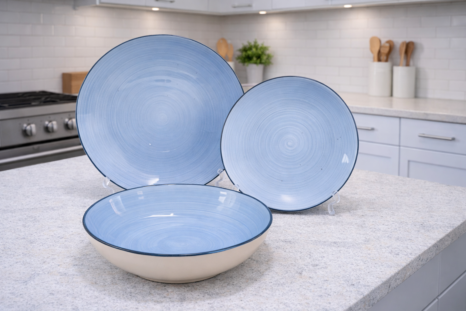 Set de plato y bowl de ceramica variedad