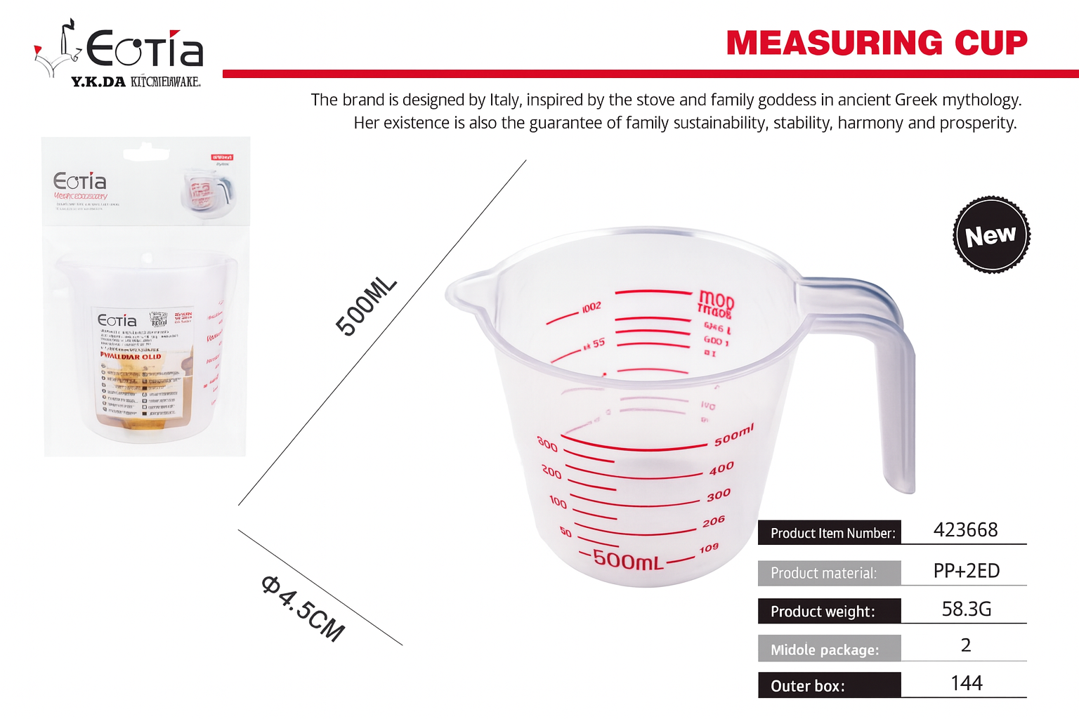 Taza Medidora de Plástico 500 ml – Precisión y Comodidad para tu Cocina