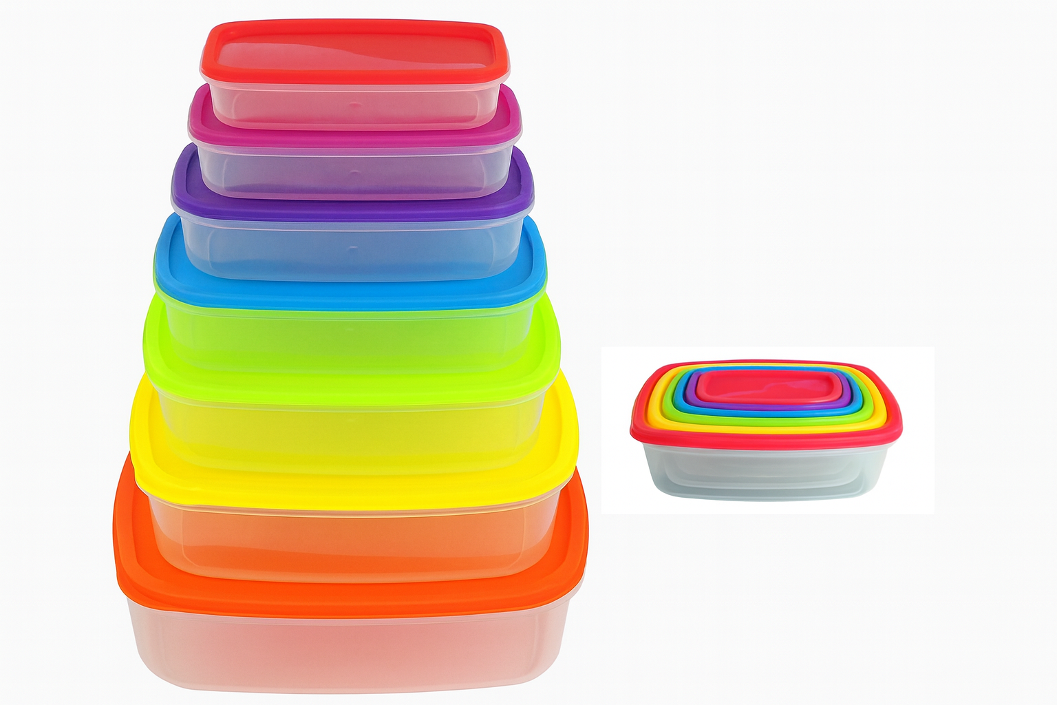 Set de 7 táperes plásticos para conservar alimentos | Diferentes tamaños