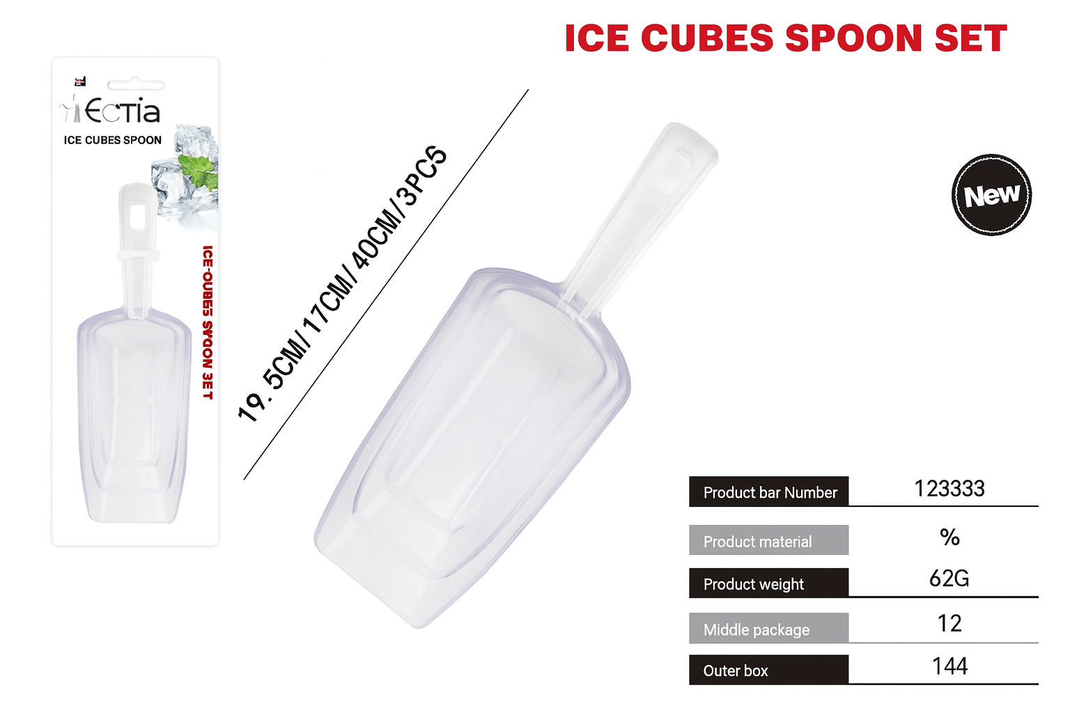 Set de Palas Plásticas para Hielo (3 Piezas) – Prácticas, Resistentes y Funcionales