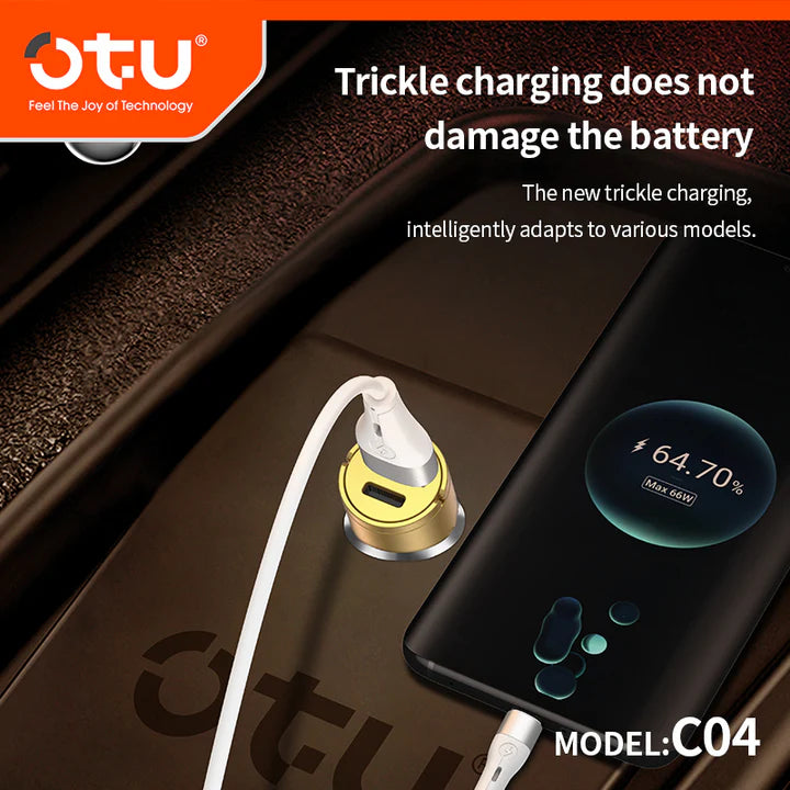 Cargador para Auto Dorado con USB + Type-C – Estilo y Carga Eficiente