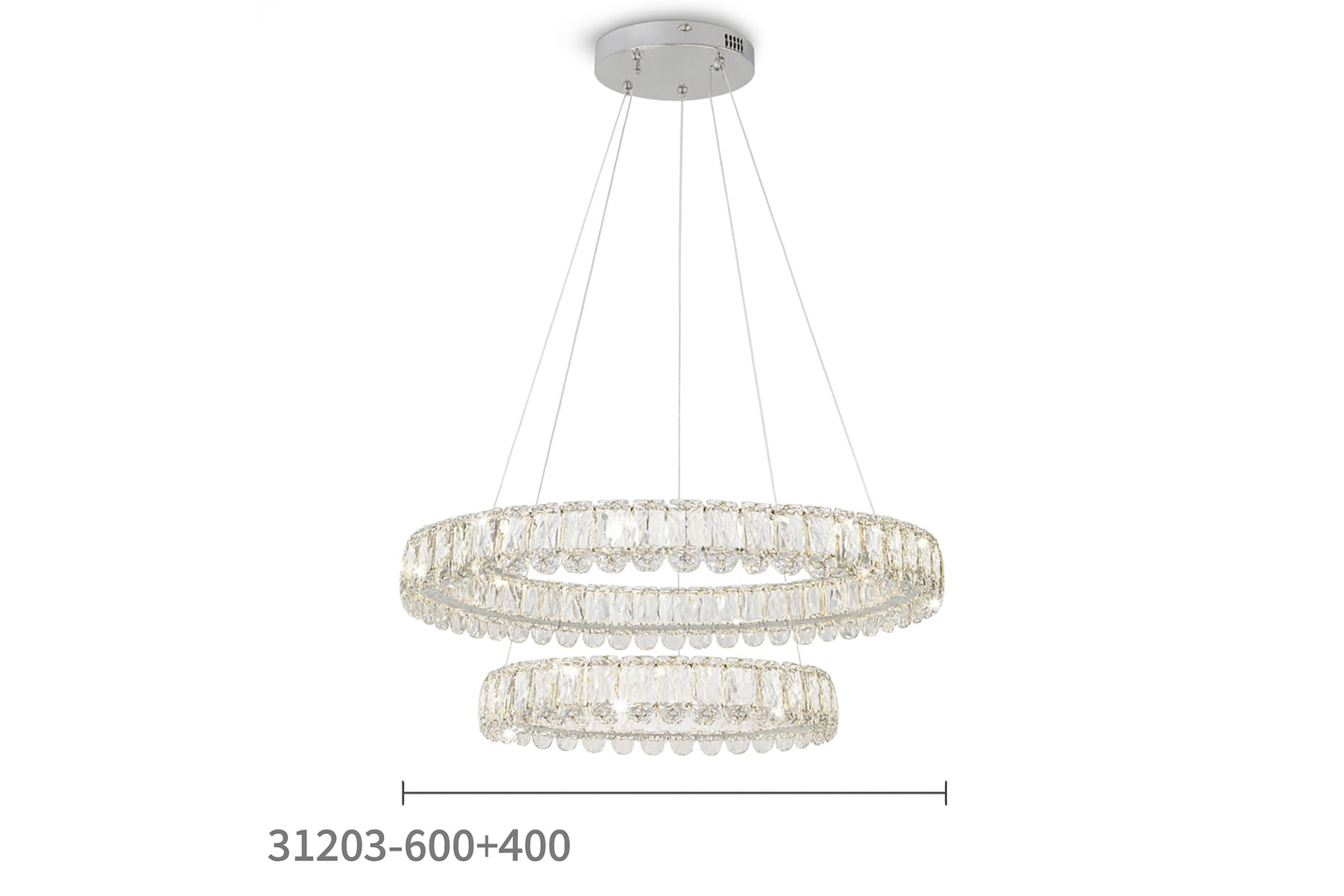 Lámpara Colgante de Cristal LED 48W – 500+300mm con Control Remoto