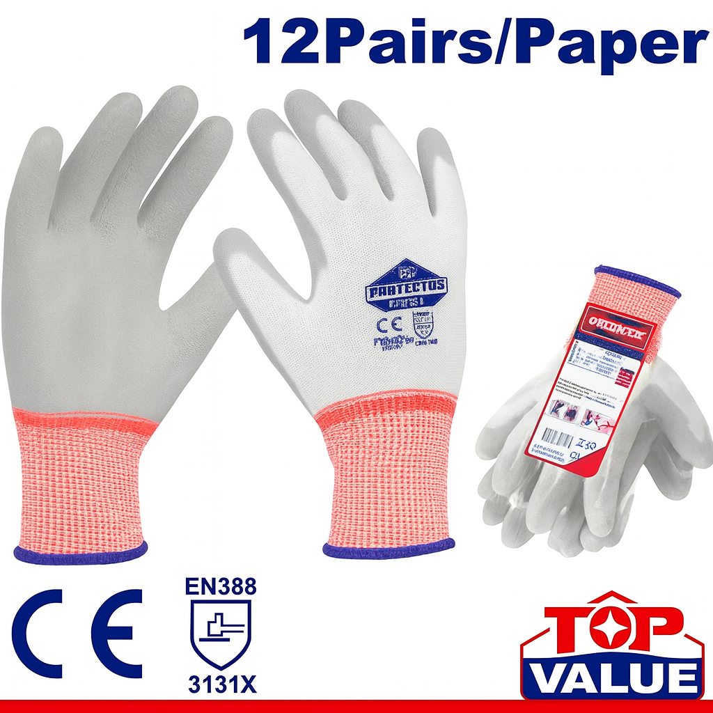 Guantes de trabajo con recubrimiento en dedos talla XL – ideales para trabajos de precisión en entornos con aceite ligero