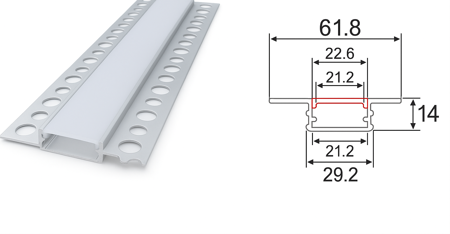 Perfil de aluminio 23*1