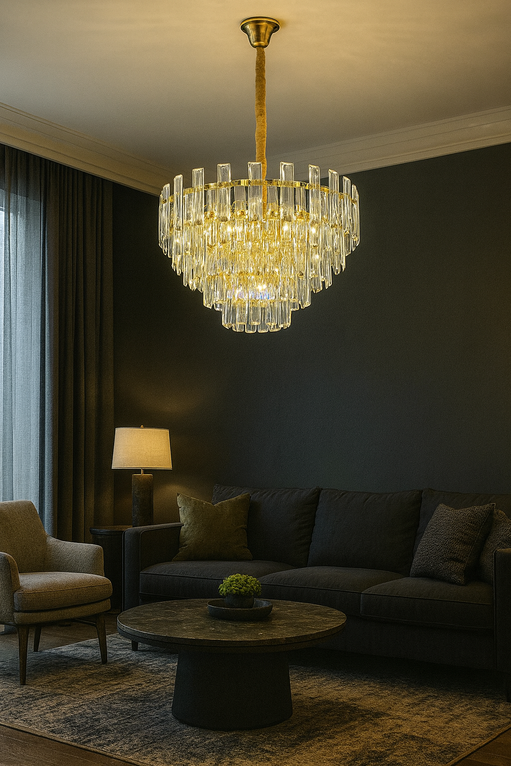 Lámpara de Cristal de Lujo – Dorado Electrolítico