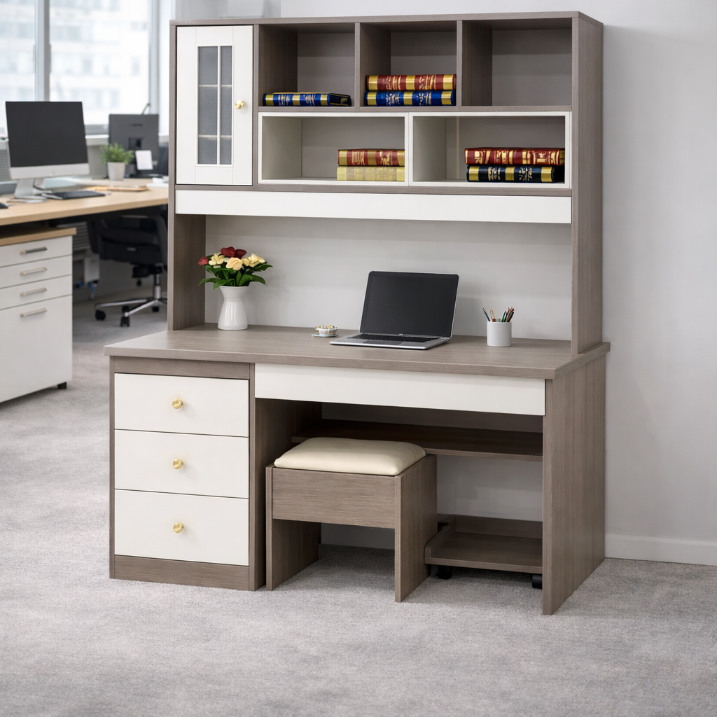 Juego de Escritorio y Estante para Oficina