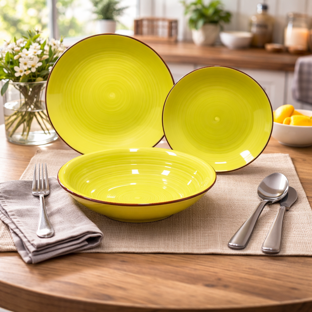Juego de plato y bowl de ceramica
