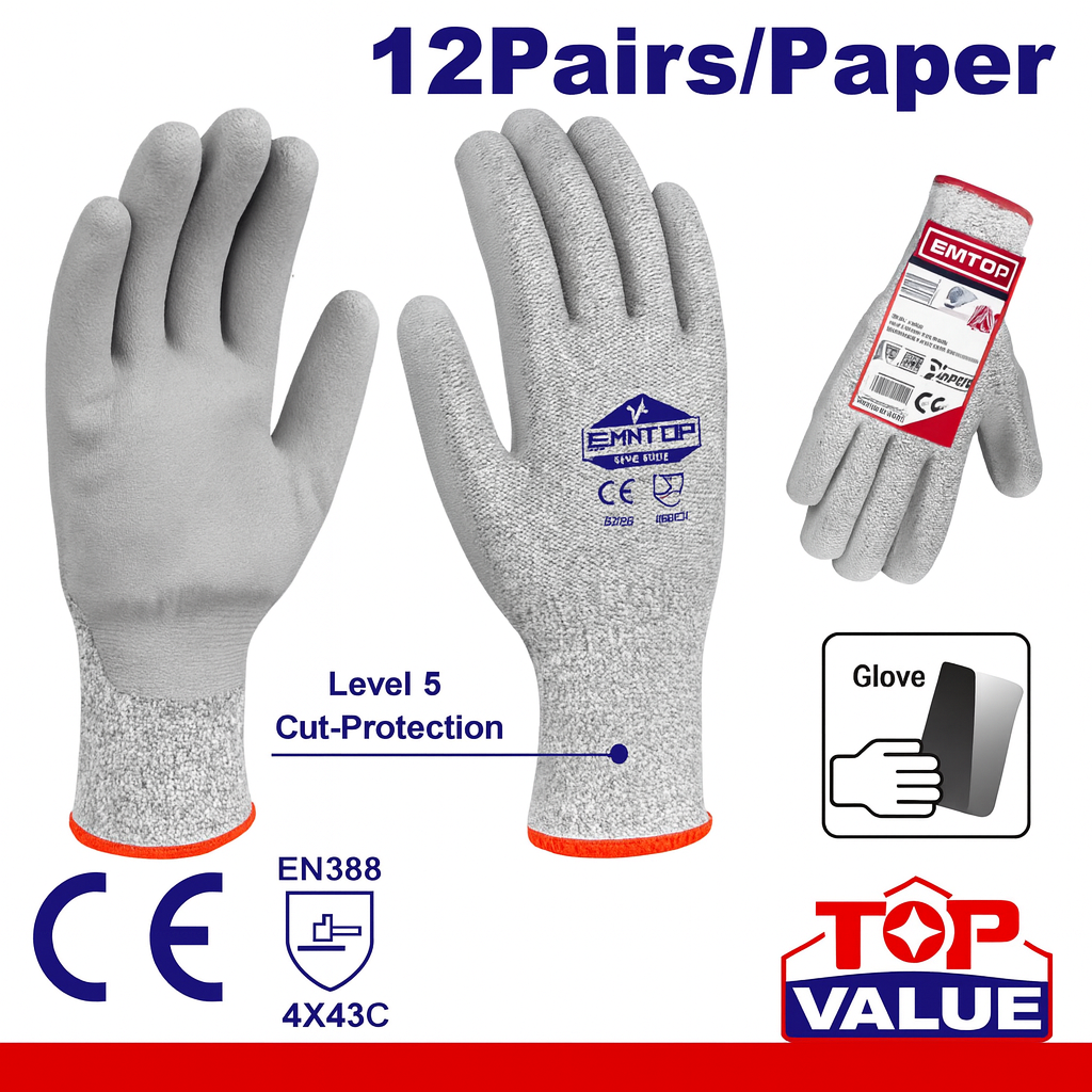 Guantes anticorte talla XL con recubrimiento PU y fibra HPPE – resistentes a la abrasión y antiestáticos