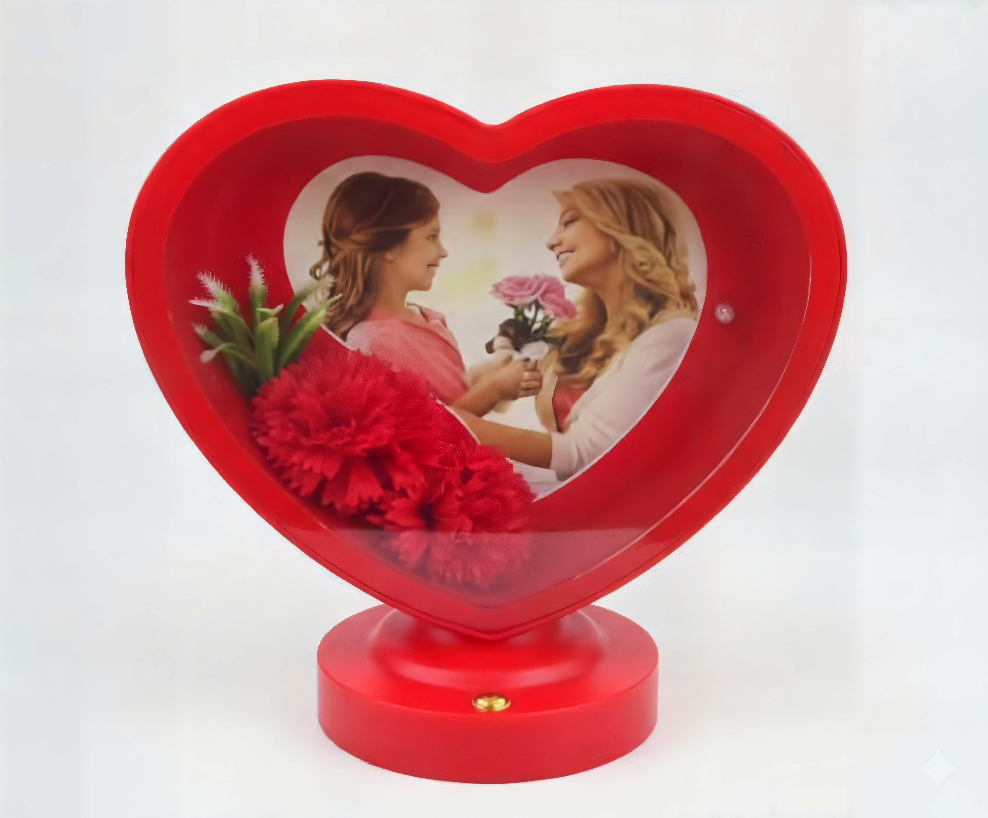 Portaretrato decorativo con luz LED corazon rojo