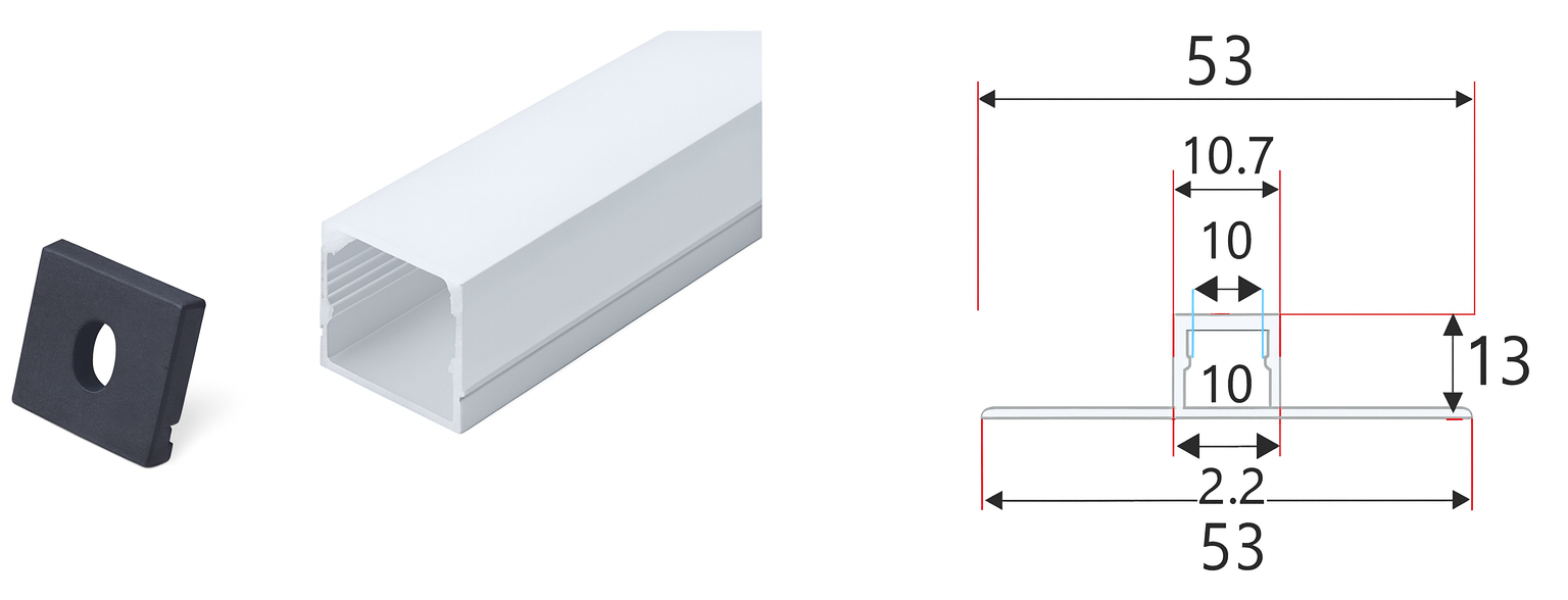 Perfil de aluminio y plastico