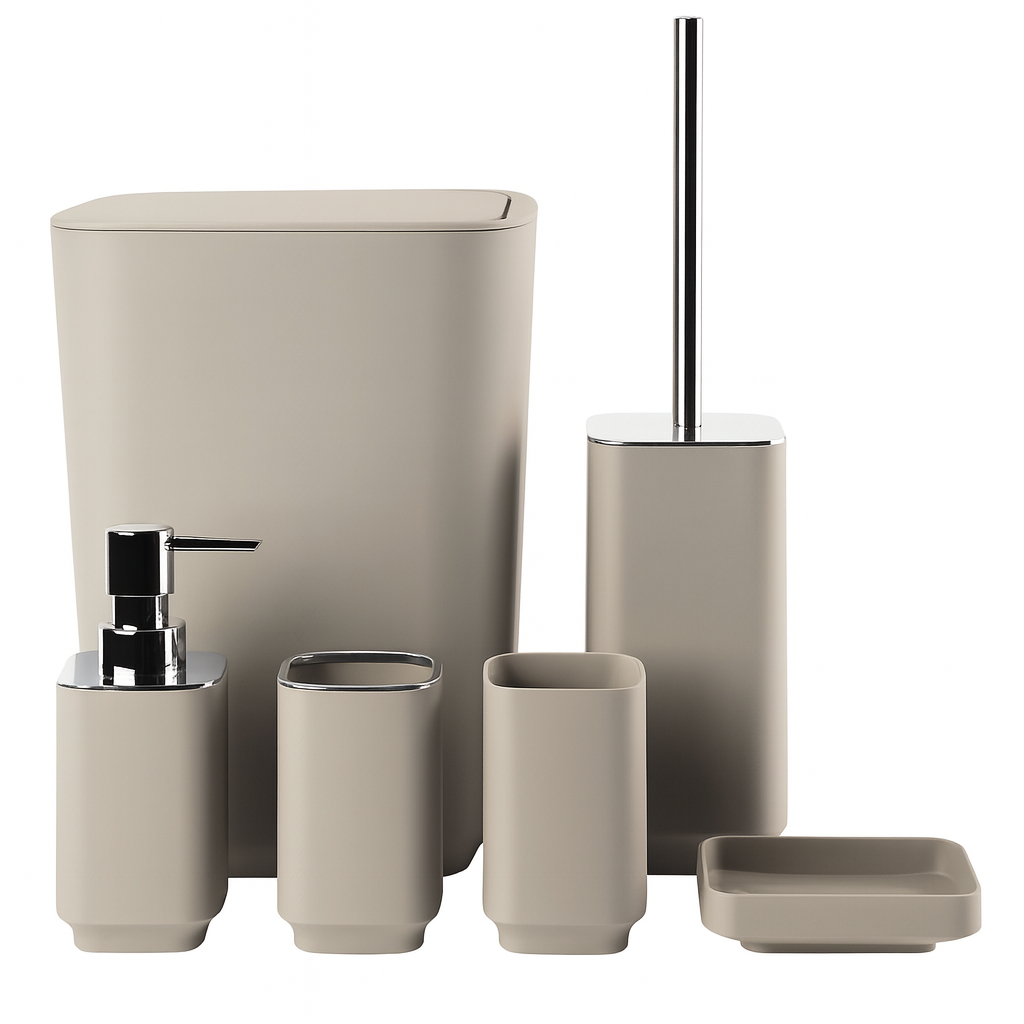 Set completo de baño beige, 6pcs