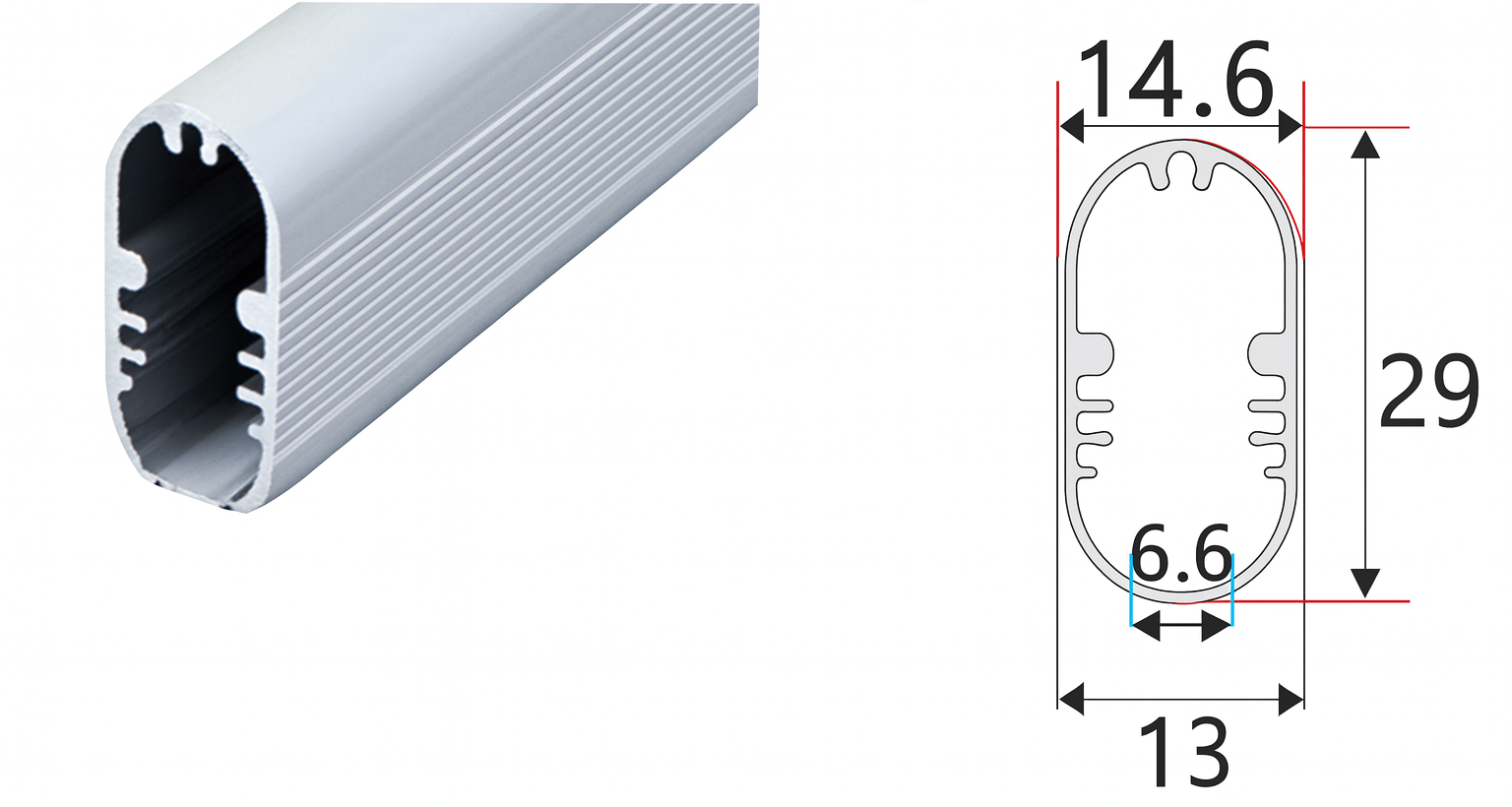Perfil de aluminio y plastico