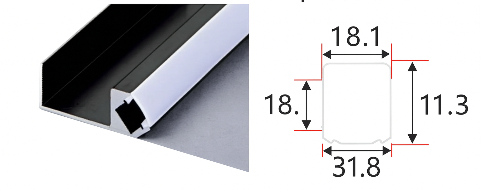 Perfil de aluminio y plastico