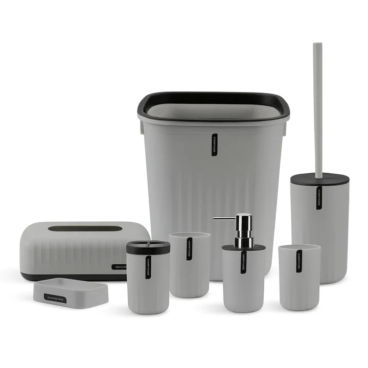 Set de Baño Moderno Texturizado – 8 Piezas