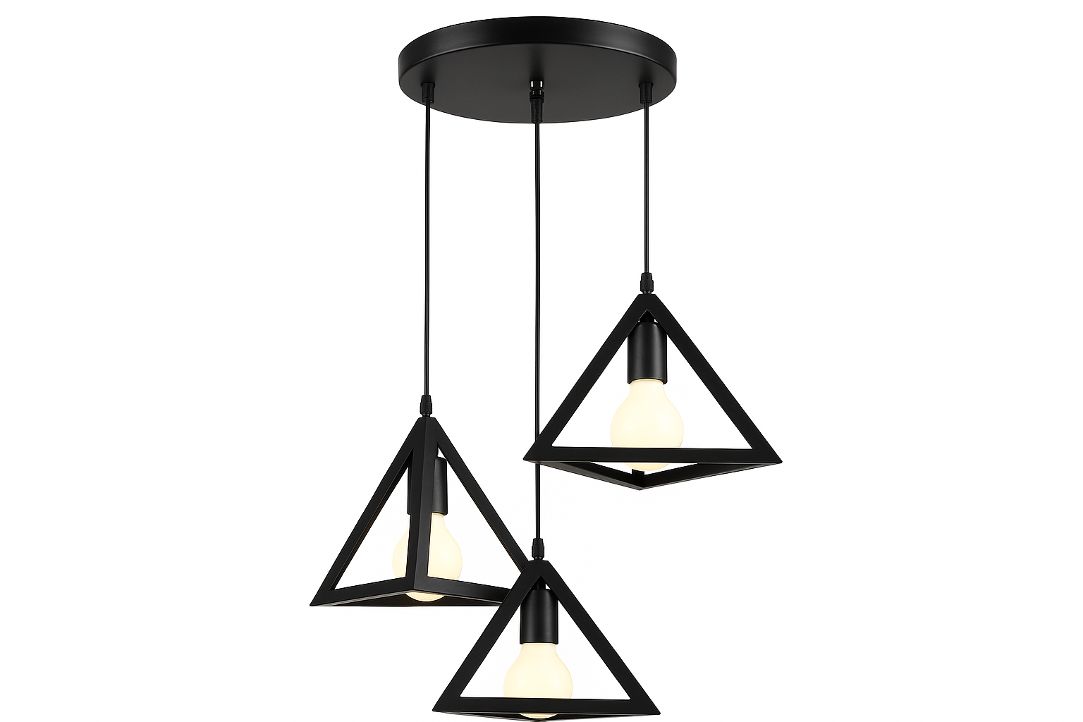 Lámpara colgante negra de 3 luces | Diseño industrial de hierro Ø23 cm, base E27