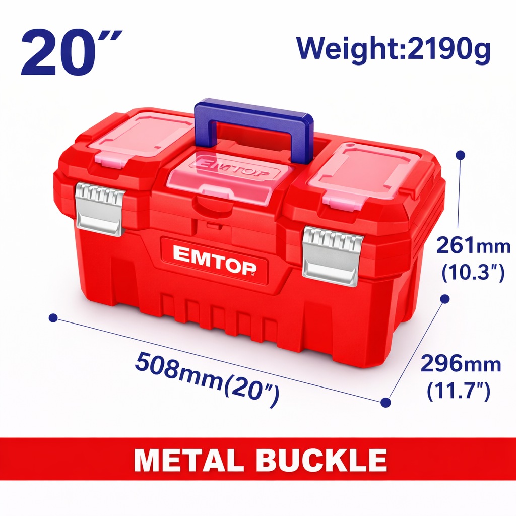 ¡Organización de Grado Industrial! Caja de Herramientas EMTOP - con Hebillas Metálicas