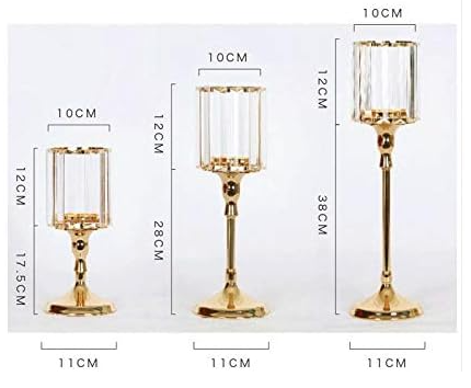 Set de Candelabros (3 Piezas) – Estilo Nórdico Retro | Metal + Cristal