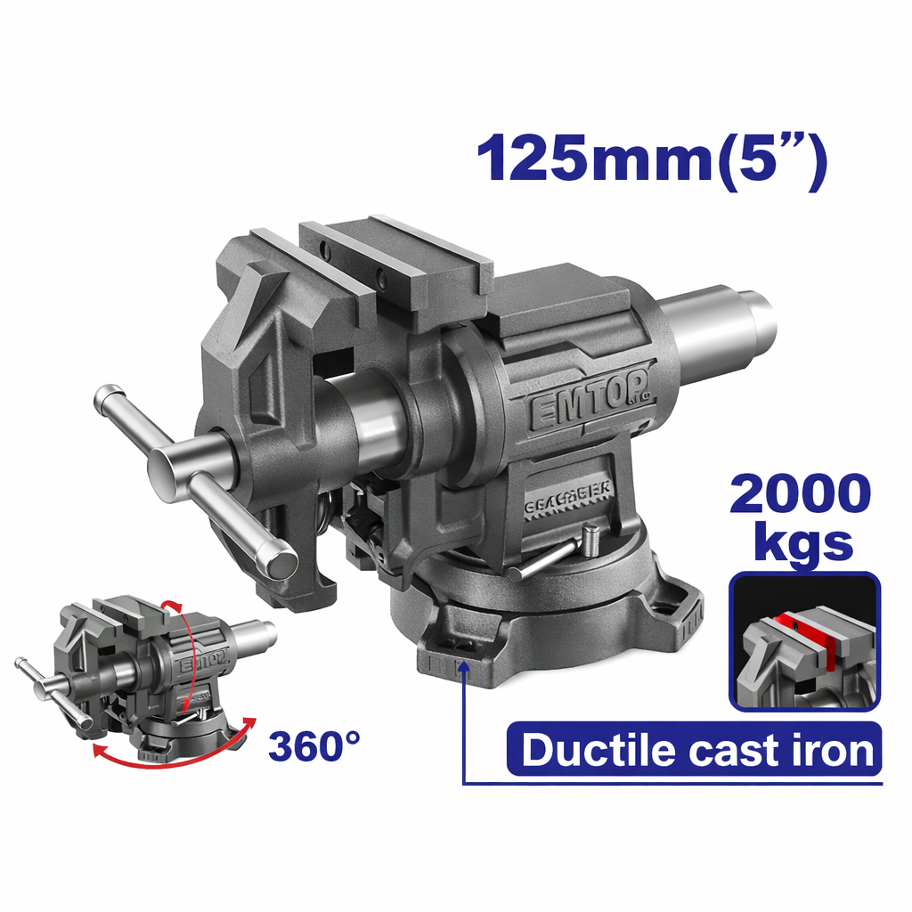 Tornillo de Banco Giratorio EMTOP – Fuerza y ​​Versatilidad Industrial