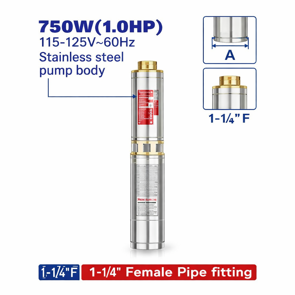¡Máxima Potencia y Durabilidad! Bomba Sumergible de Acero Inoxidable 1.0HP
