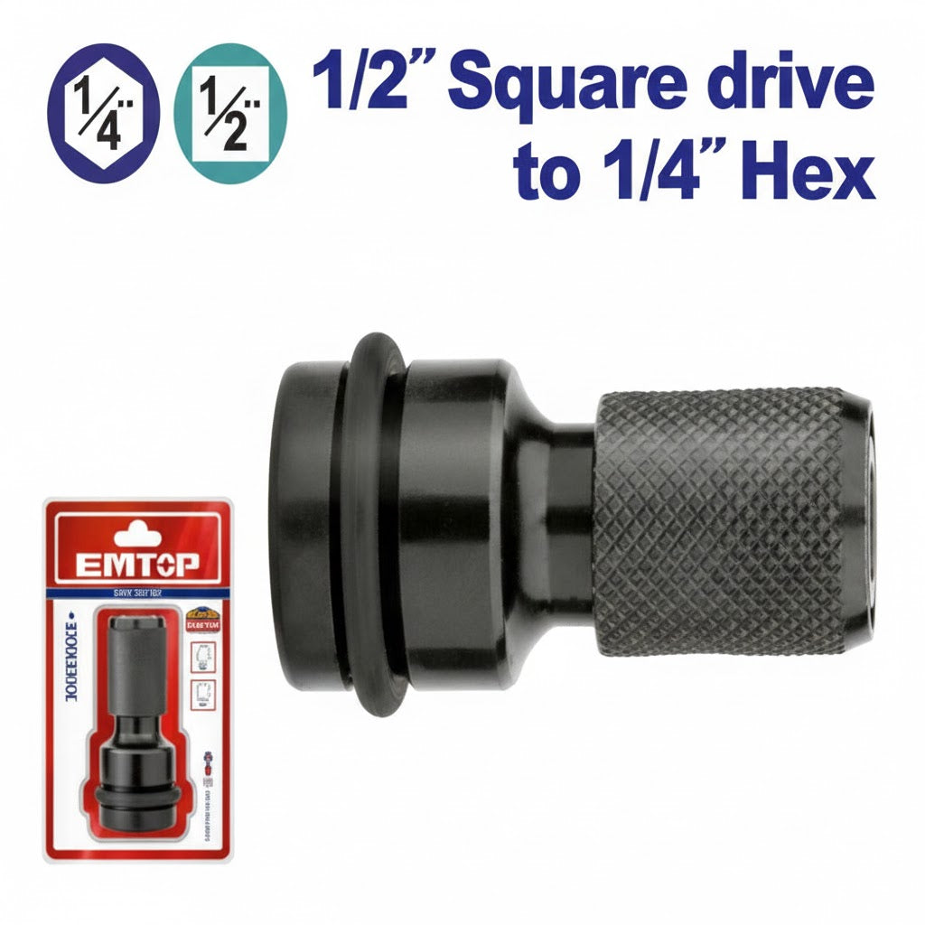 ¡Transforma tu Llave de Impacto en un Segundo! Adaptador de 1/2" Cuadrado a 1/4" Hex
