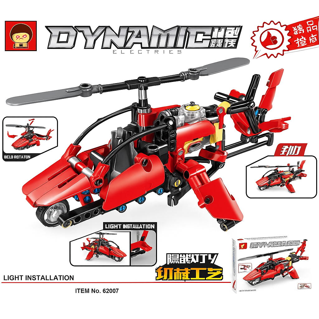 Juguete de bloques para niños – set de helicóptero de plástico educativo y divertido