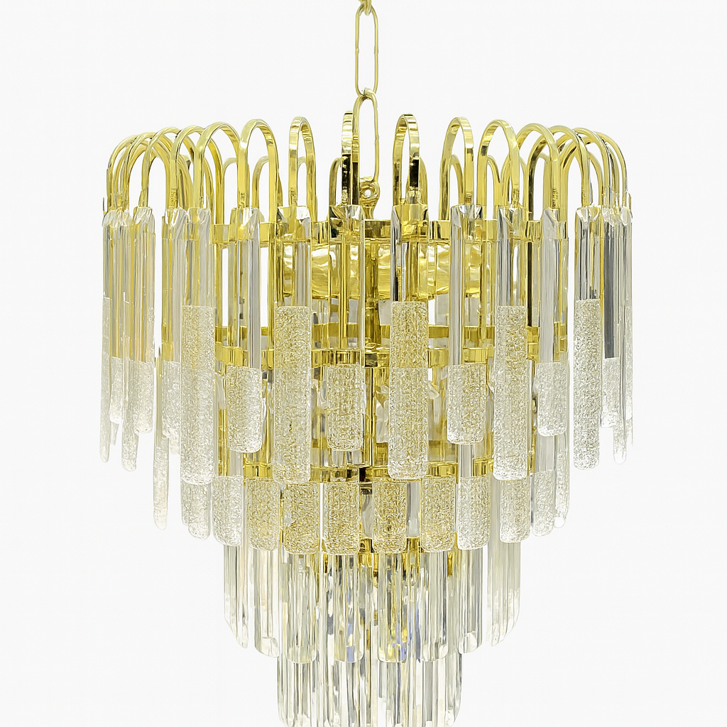Lámpara de Cristal de Lujo  – 15 Luces E14 Dorado Electrolítico