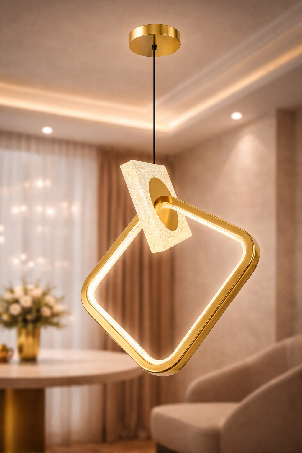 Lámpara LED de Techo Colgante – Color Dorado