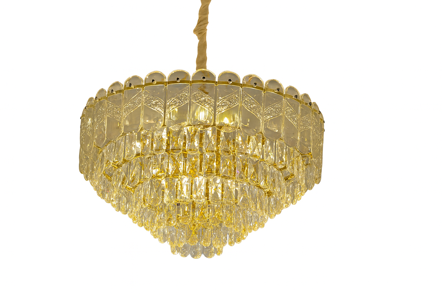 Lámpara de Cristal de Lujo– 9 Luces E14 Dorado Electrolítico