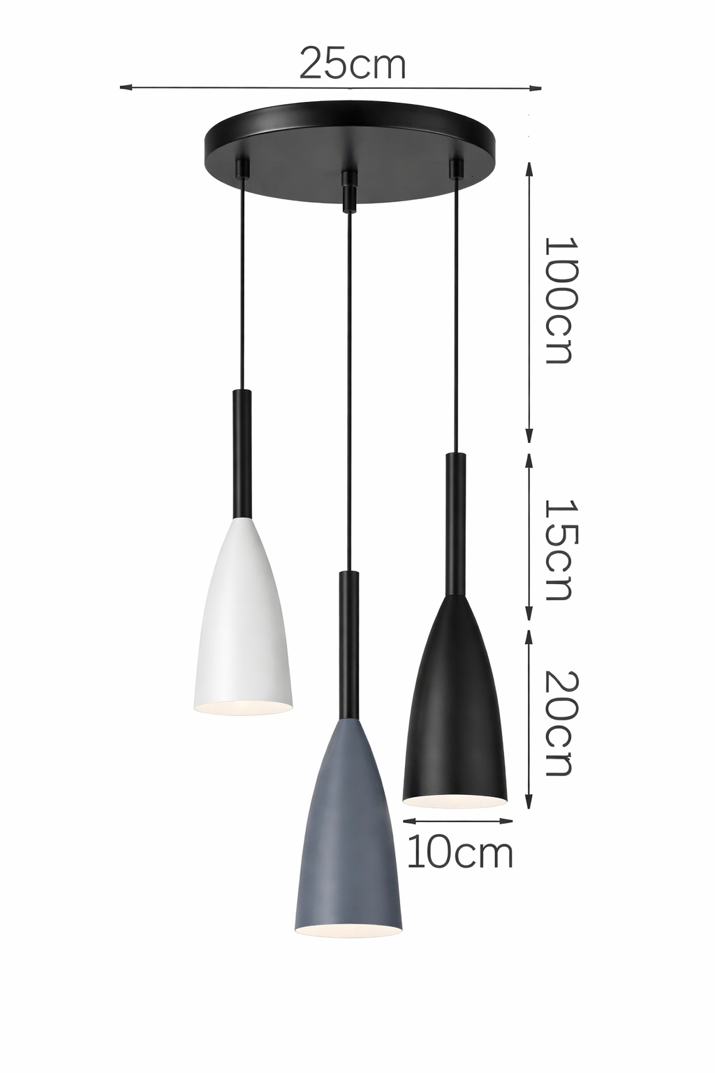 Lámpara colgante de 3 copas