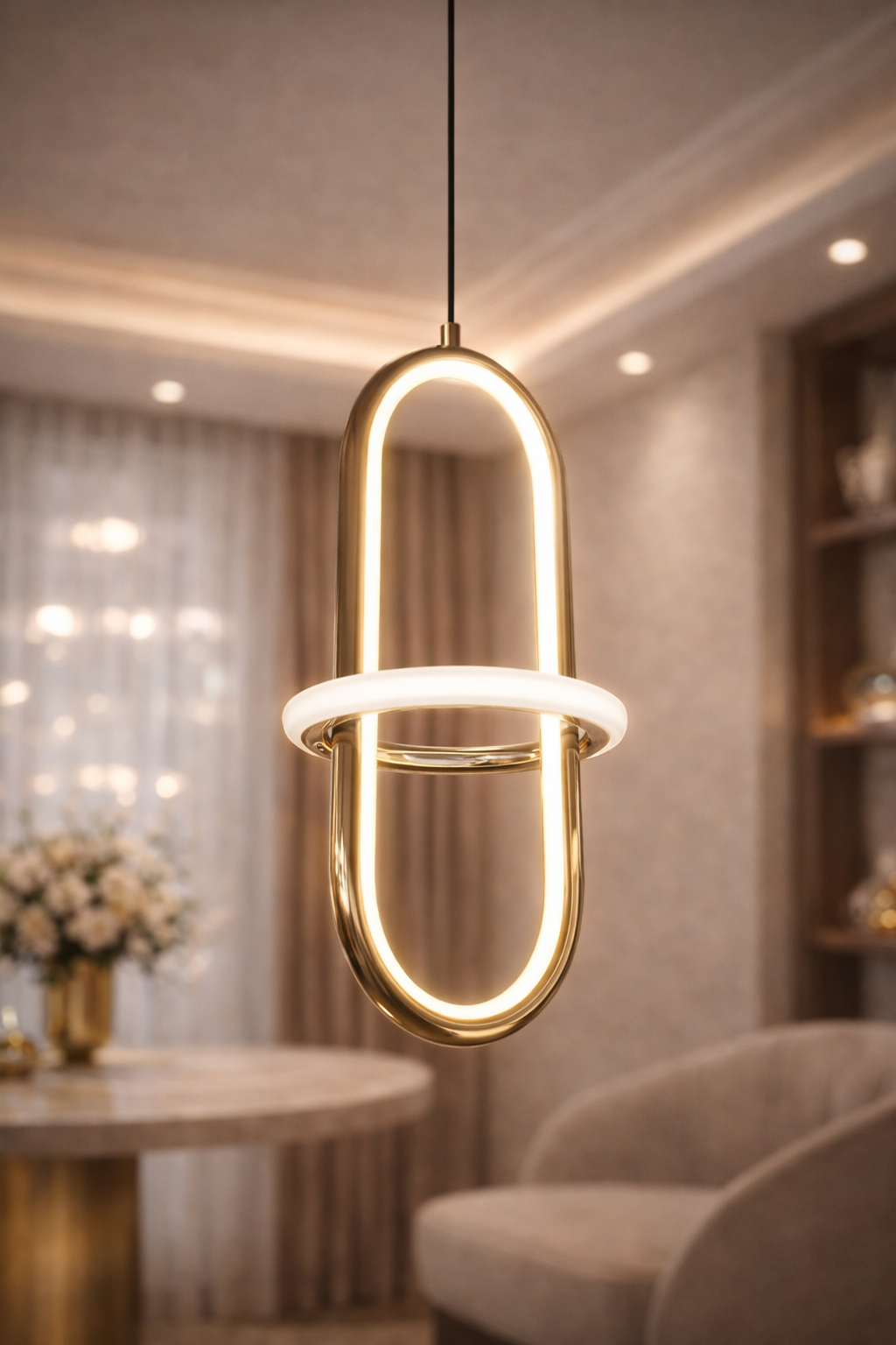 Lámpara LED Colgante Minimalista – Color Dorado
