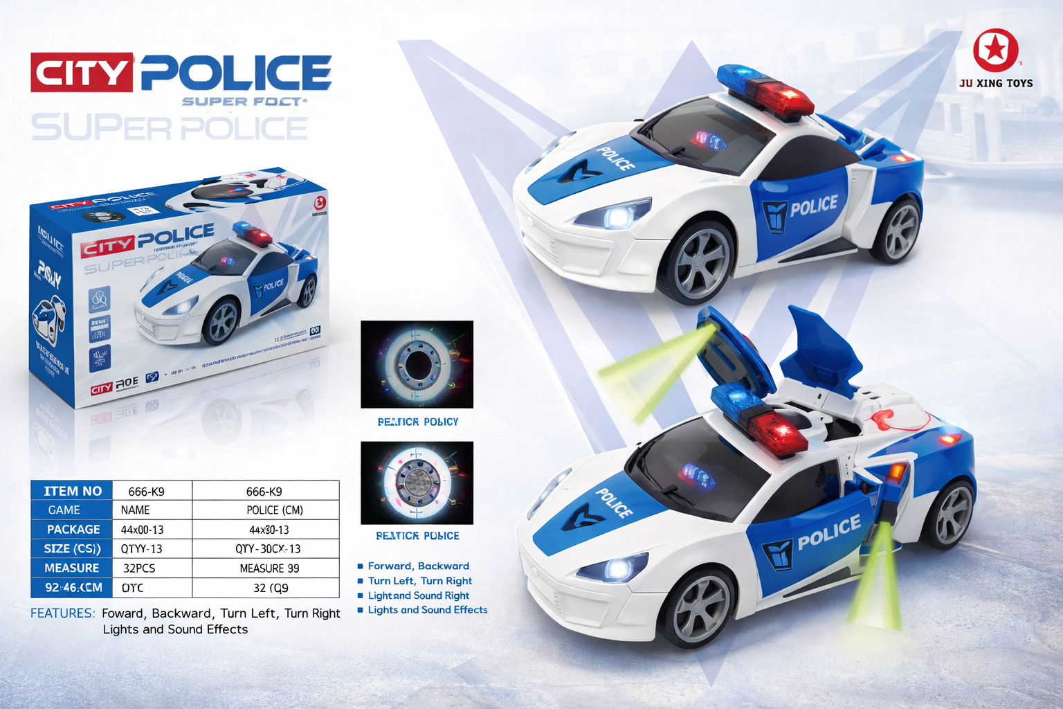 Carro de Policía con Puertas y Luces