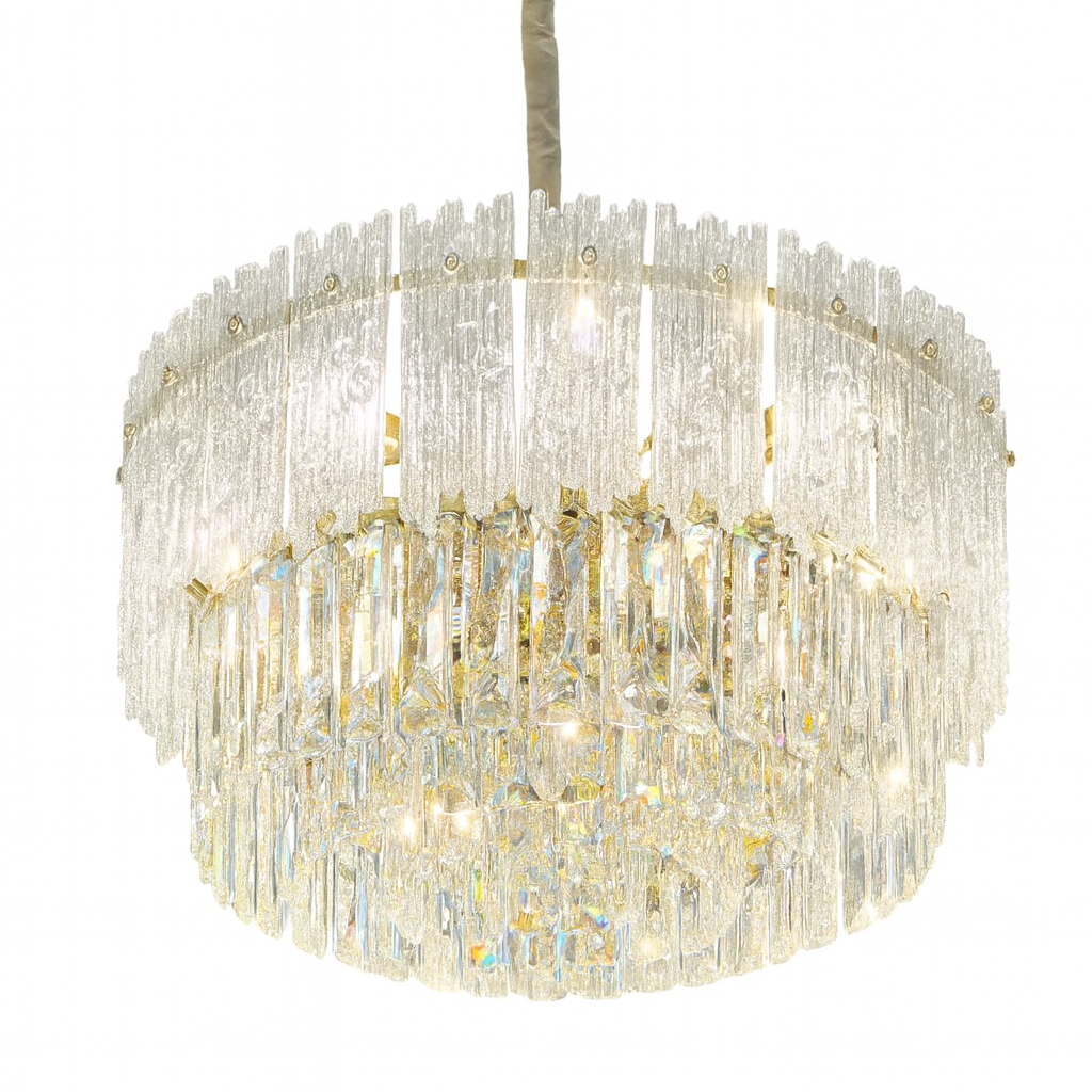 Lámpara de Cristal de Lujo– 20 Luces E14 Dorado Electrolítico
