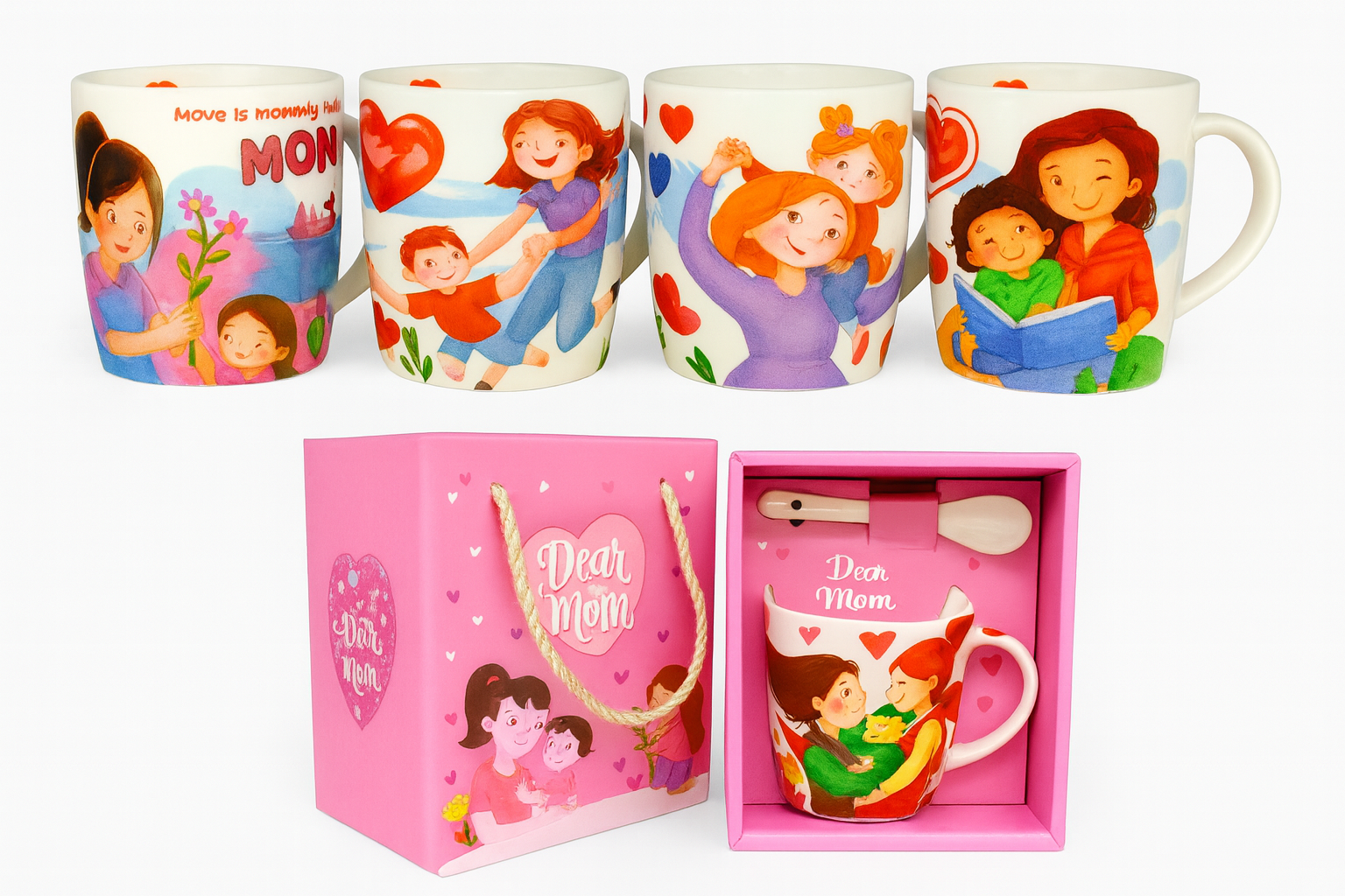 Set de taza y cuchara de cerámica | 320 ml (11 oz) – Modelo CRM-MTH004