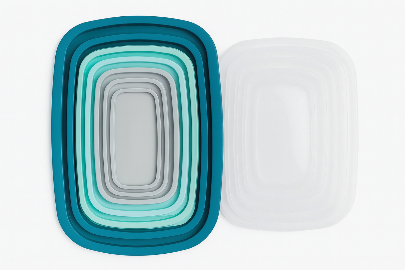 Set de 7 táperes plásticos con tapa hermética | Diferentes tamaños