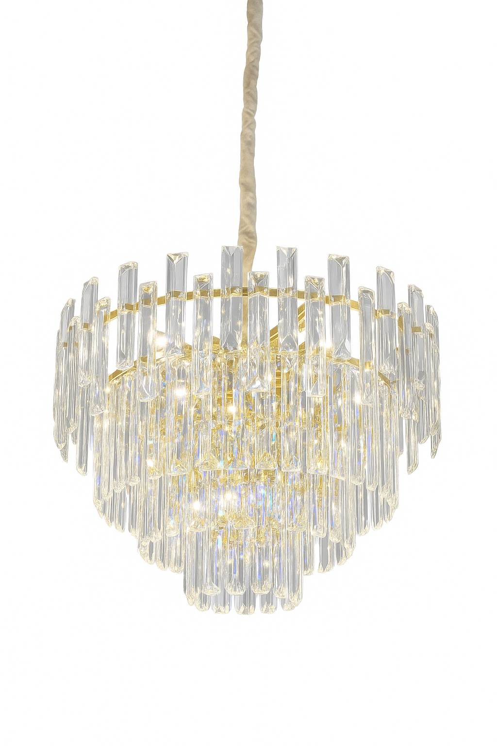 Lámpara de Cristal de Lujo – 12 Luces E14 Dorado Electrolítico