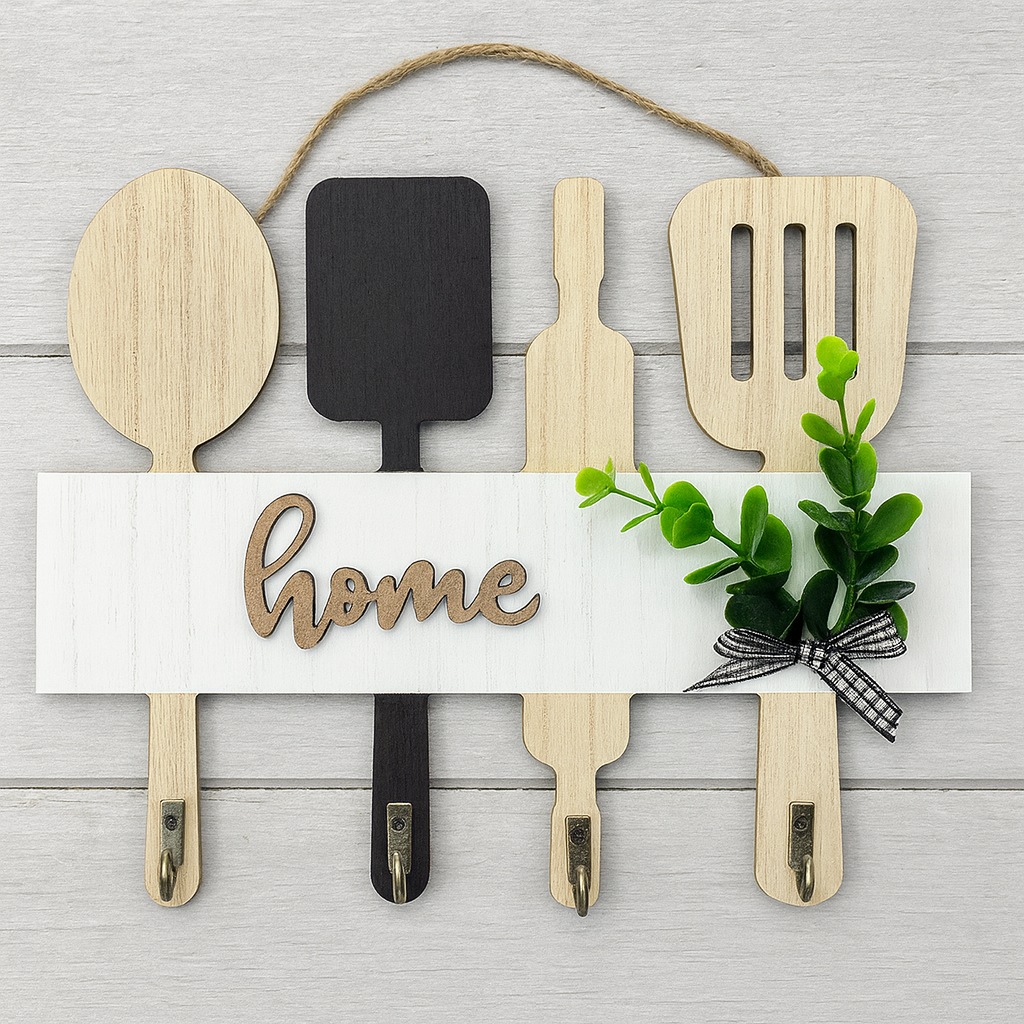 ADORNO DECORATIVO CON GANCHOS PARA PARED  – Compacto, Funcional y con Estilo Natural