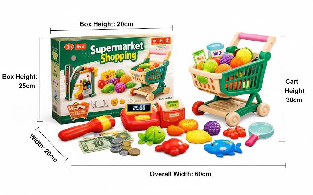 Carrito compras mini con frutas