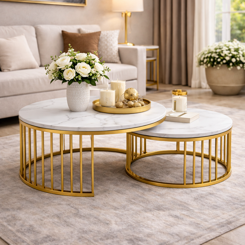 Conjunto de Mesa de Centro Redonda para Sala